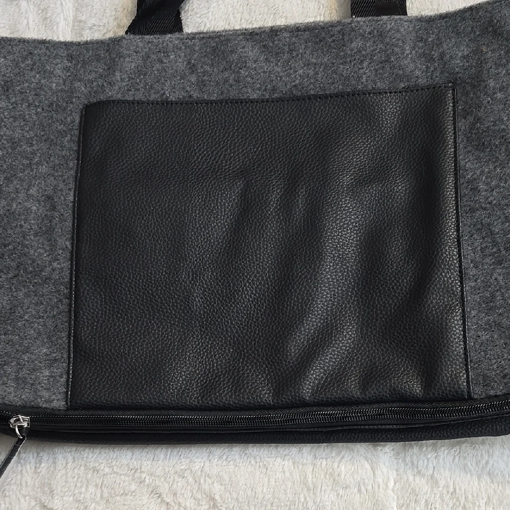 Gray and Black Laptop Bag with Zipper Closure